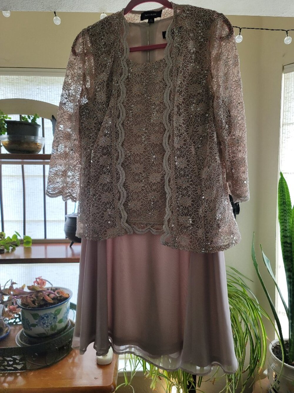 Formal lace and satin 3 piece dress